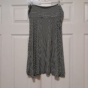 Max Studio Black and White Dot Midi Skirt